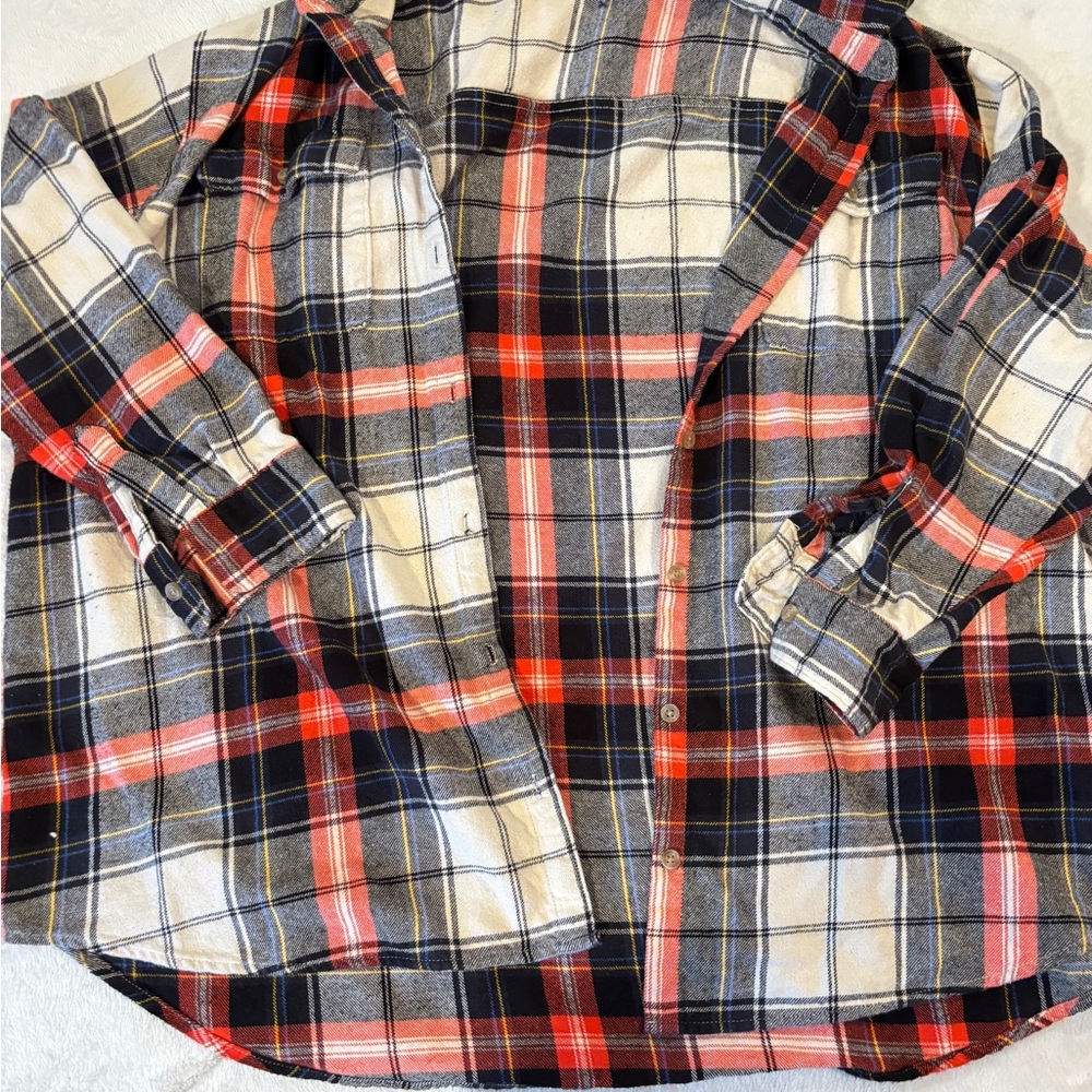 Old Navy women’s Plaid Button Down Shirt - Red, Navy, and White